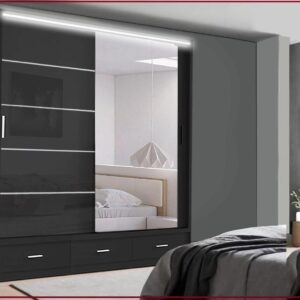 Florence 2/3 Door Sliding Wardrobe with LED Light & Mirror