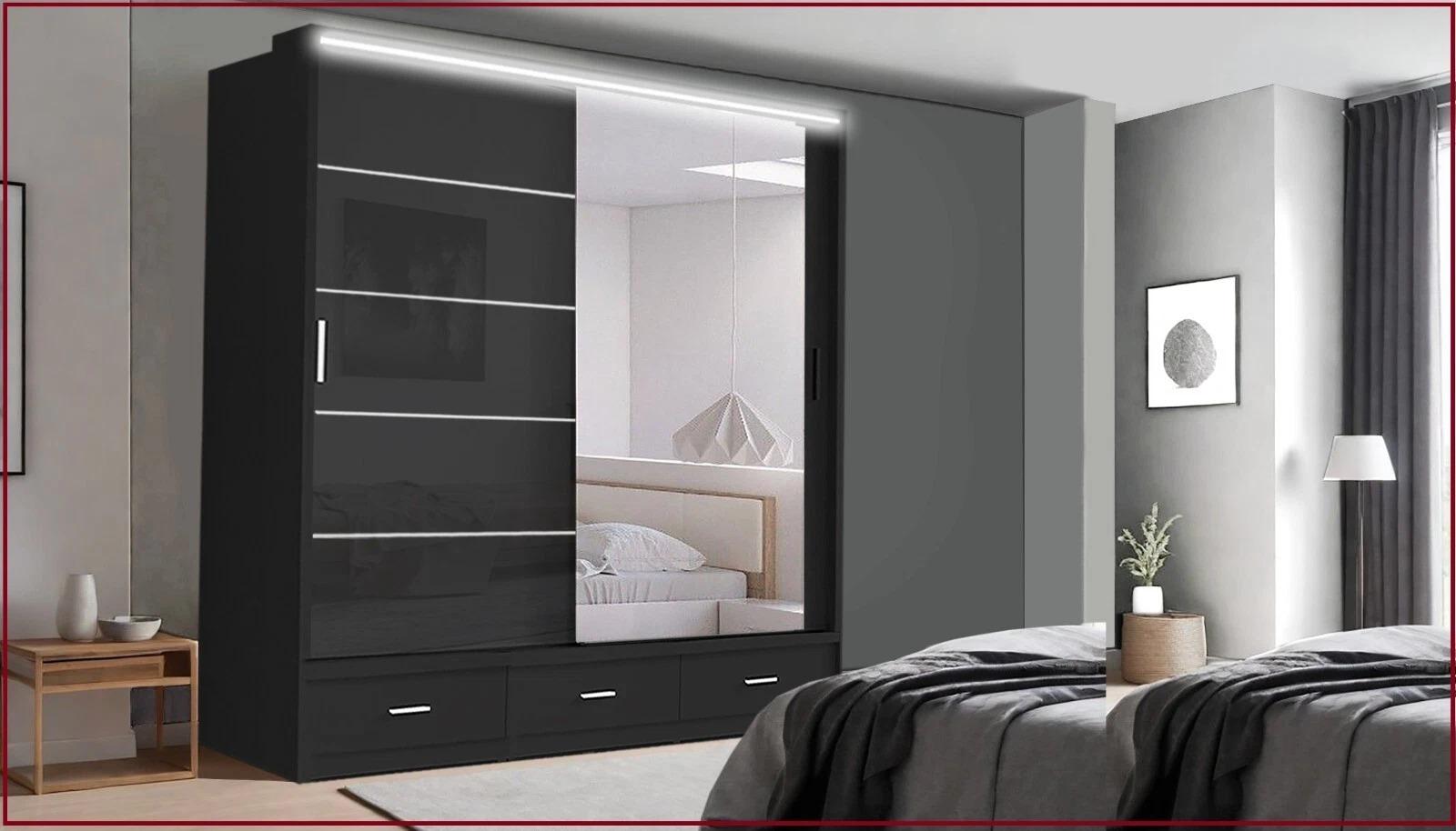 Florence 2/3 Door Sliding Wardrobe with LED Light & Mirror
