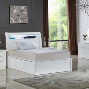 Wooden High Gloss Rugby Ottoman Bed With LED Light