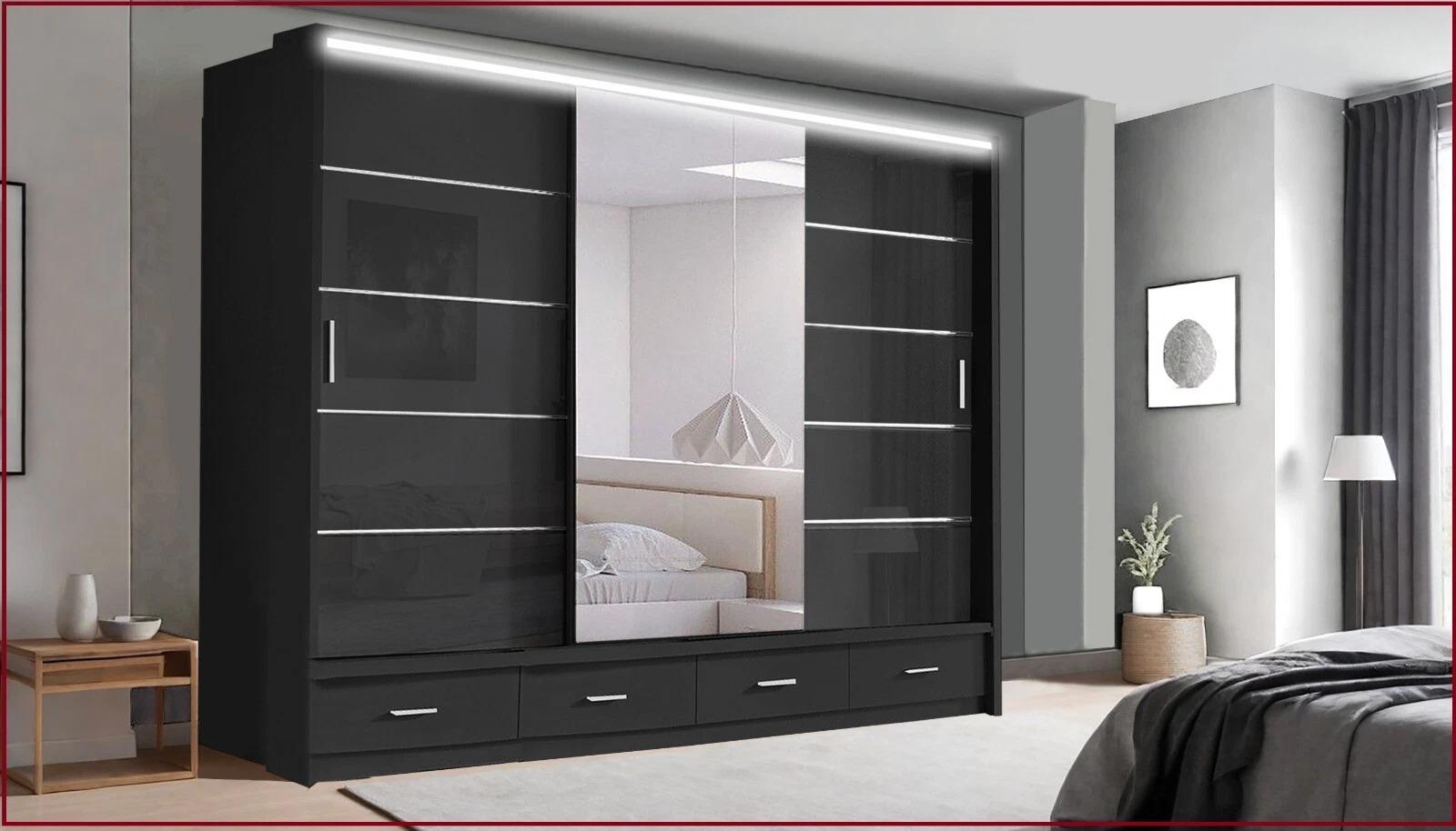 Florence 2/3 Door Sliding Wardrobe with LED Light & Mirror