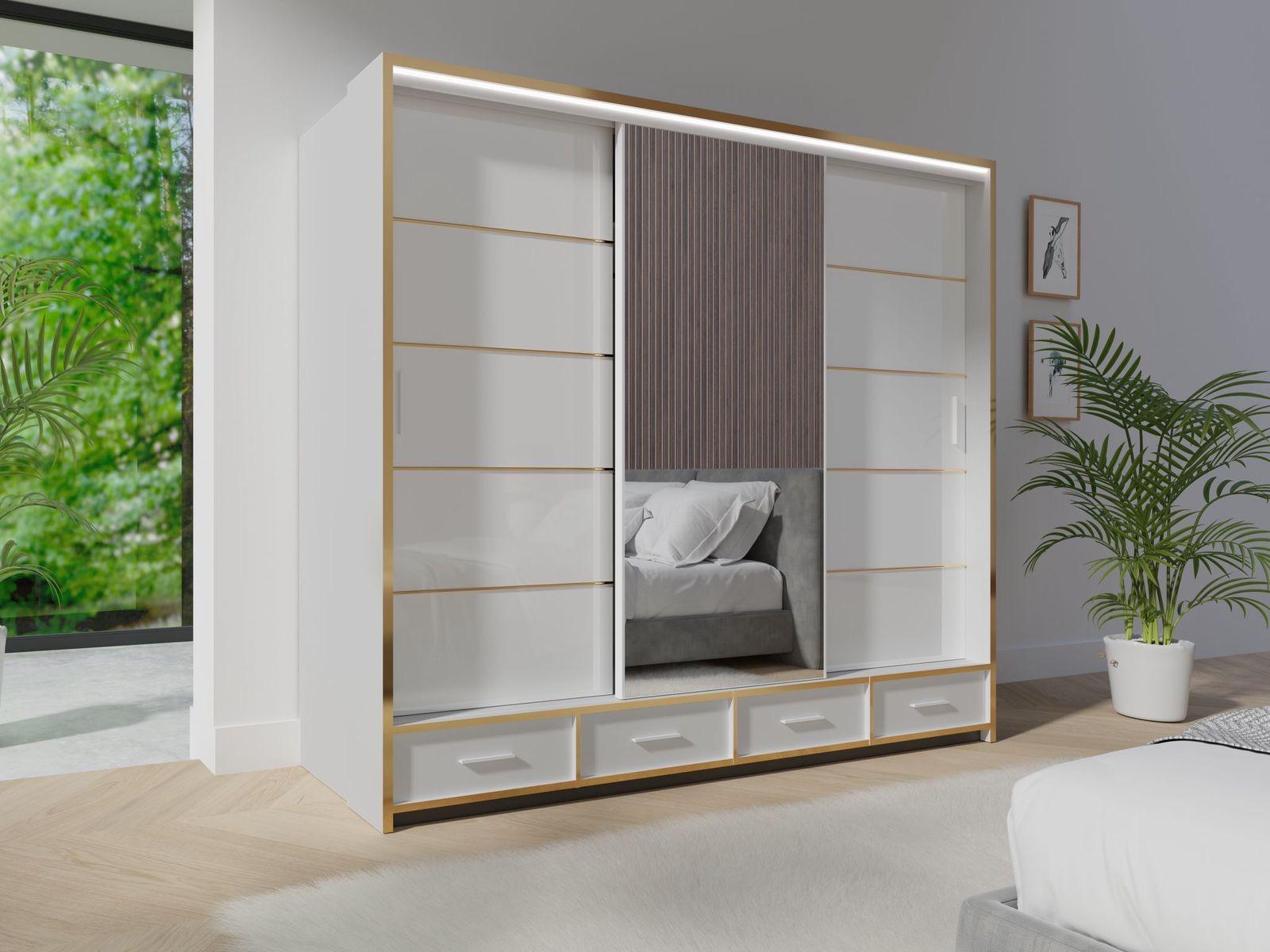 Florence 2/3 Door Sliding Wardrobe – Gold Finish