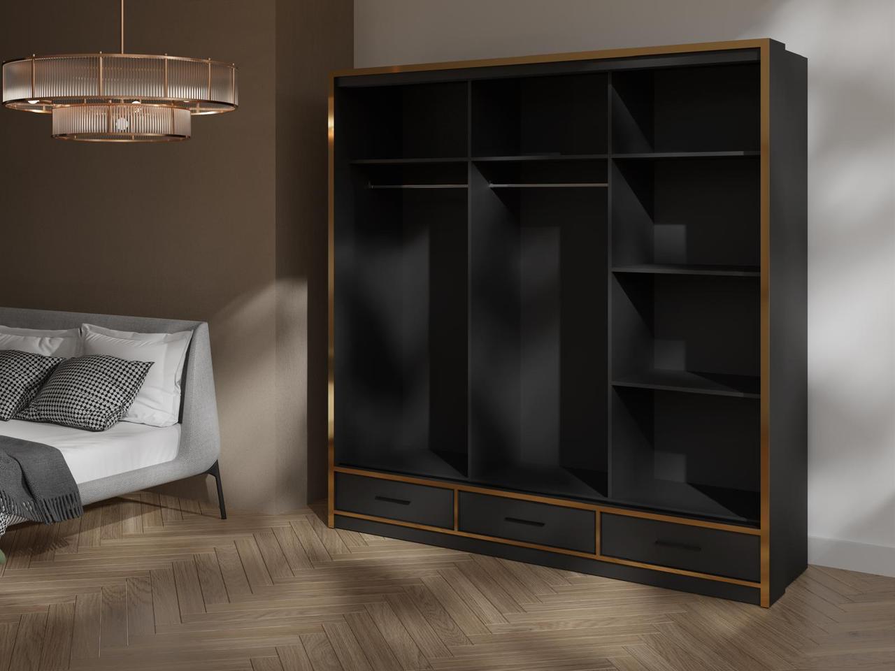 Florence 2/3 Door Sliding Wardrobe – Gold Finish