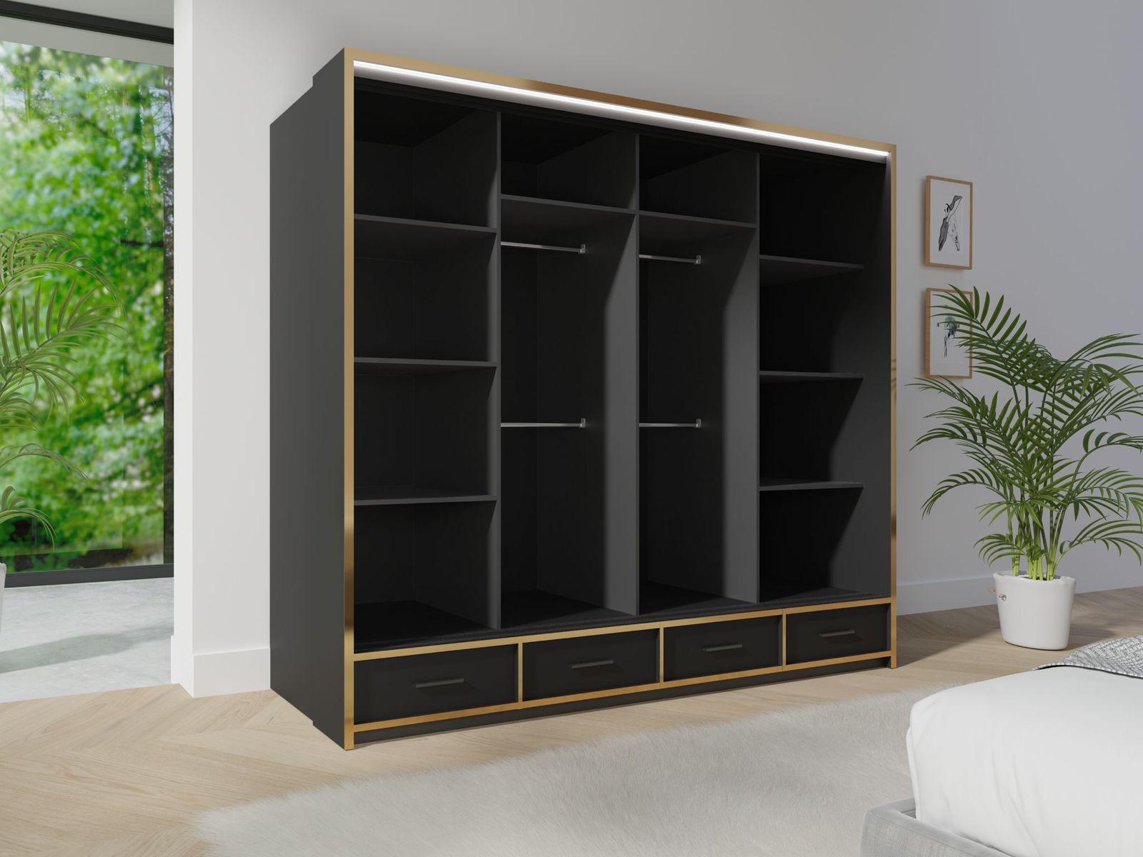 Florence 2/3 Door Sliding Wardrobe – Gold Finish