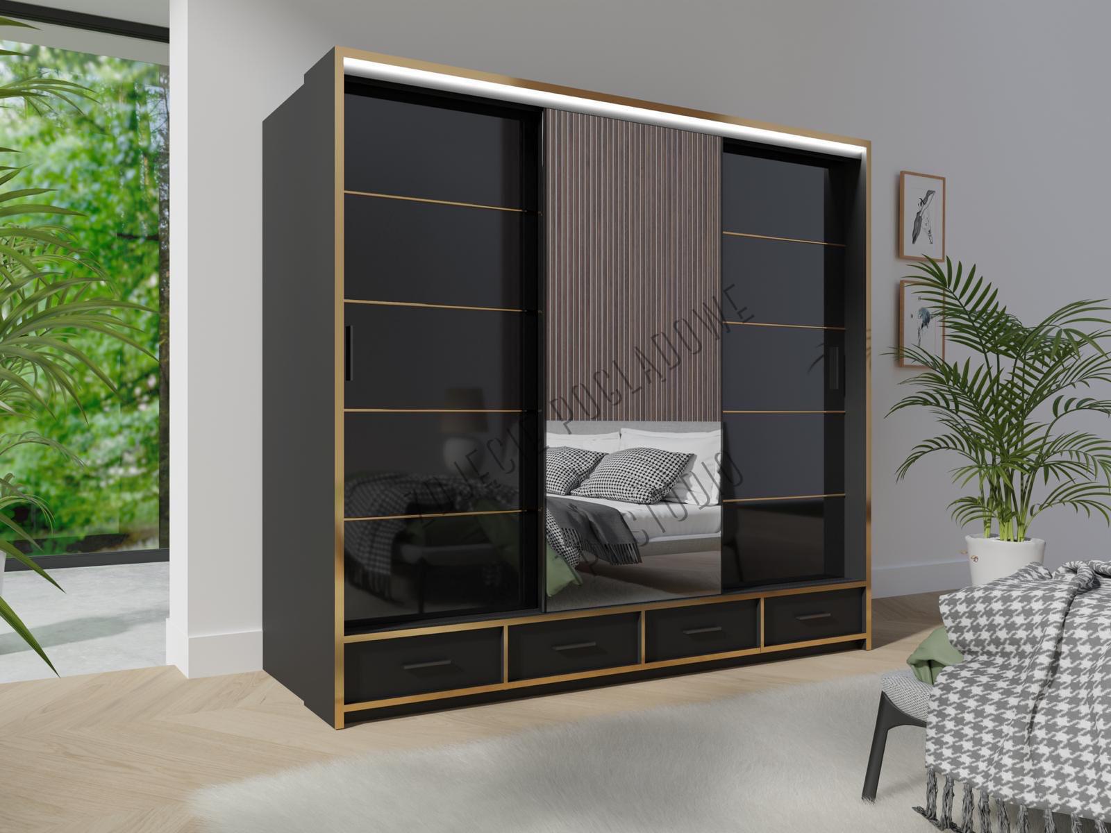 Florence 2/3 Door Sliding Wardrobe – Gold Finish