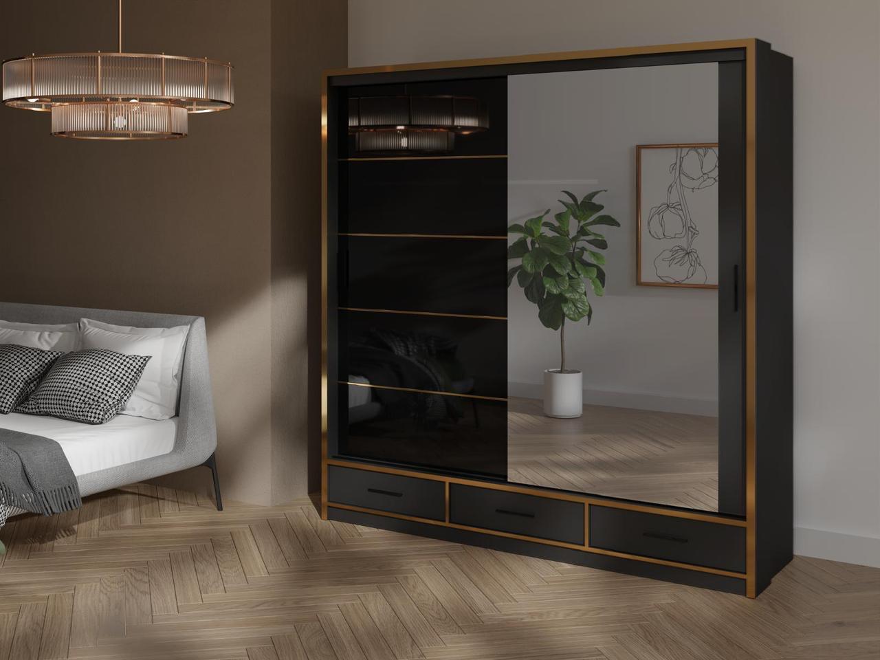 Florence 2/3 Door Sliding Wardrobe – Gold Finish