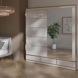 Florence 2/3 Door Sliding Wardrobe – Gold Finish