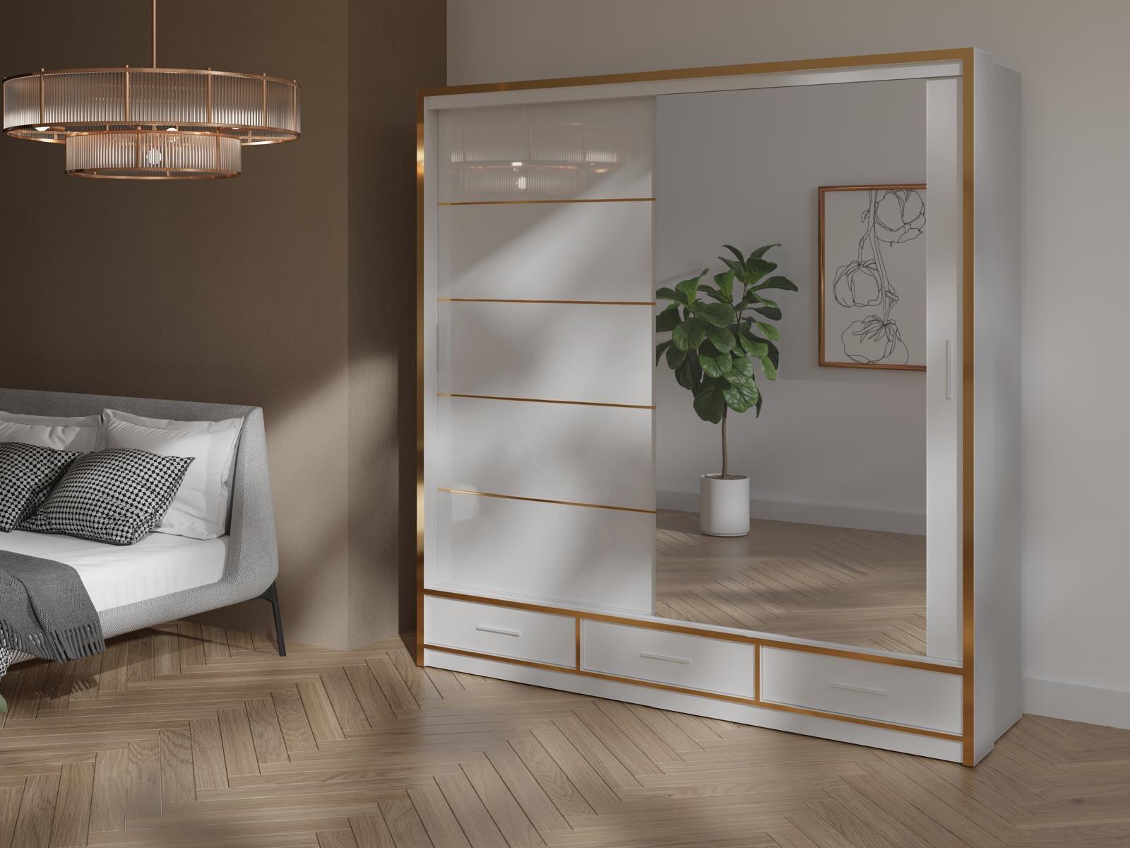 Florence 2/3 Door Sliding Wardrobe – Gold Finish