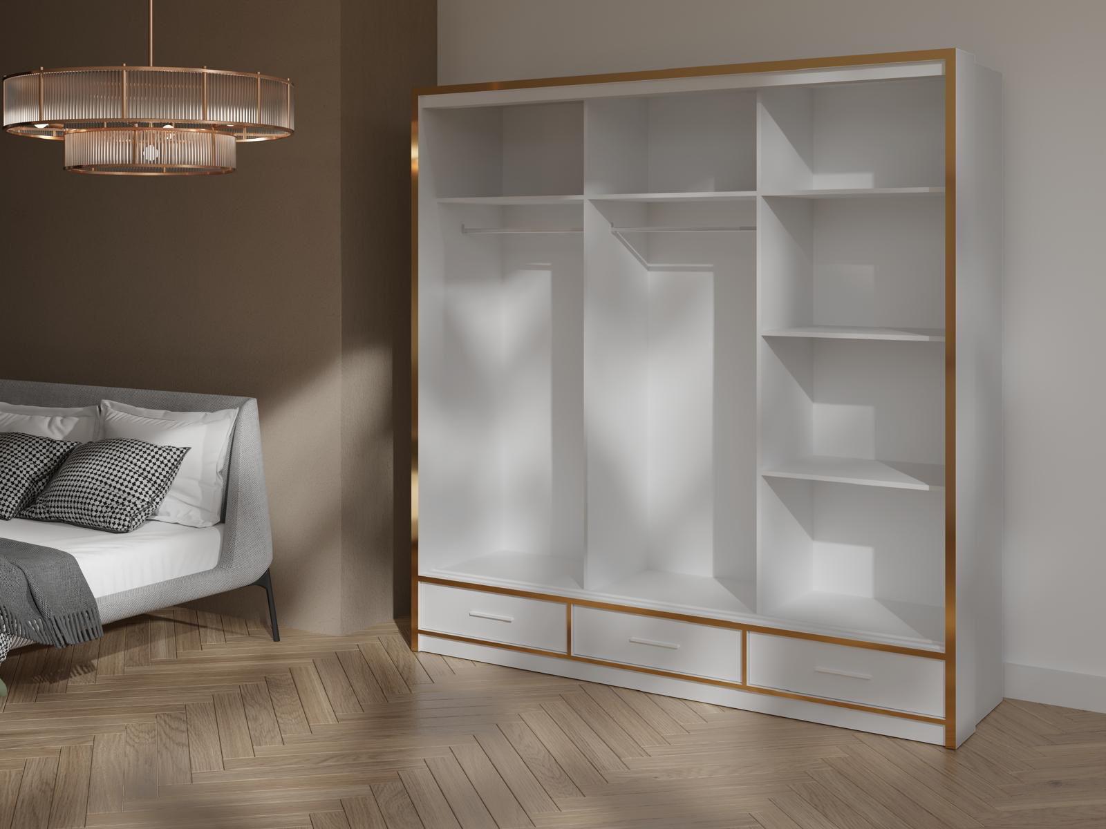 Florence 2/3 Door Sliding Wardrobe – Gold Finish