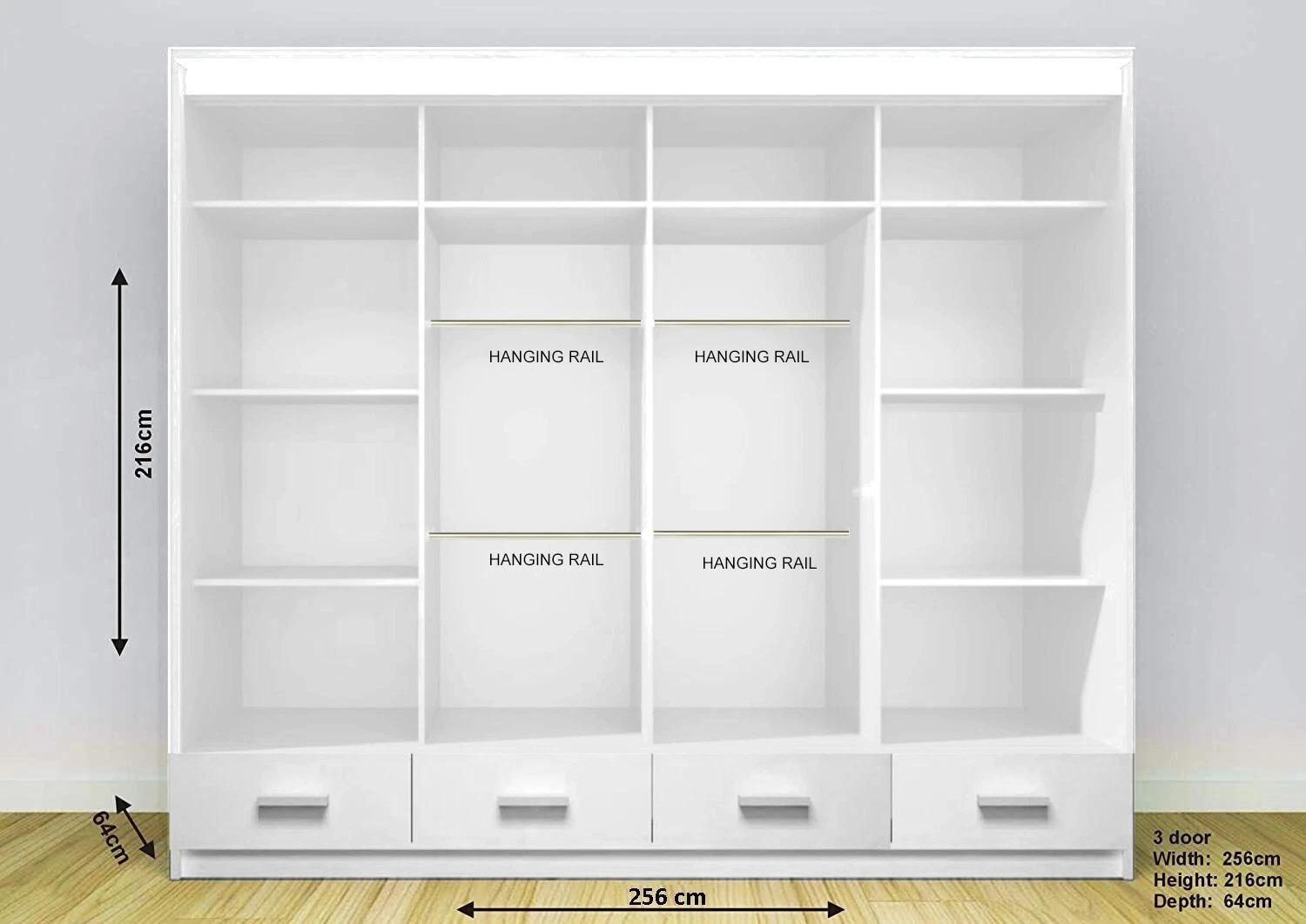 Florence 2/3 Door Sliding Wardrobe with LED Light & Mirror