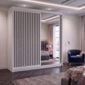 Mixan 2-Door Wardrobe – Modern Slatted Design